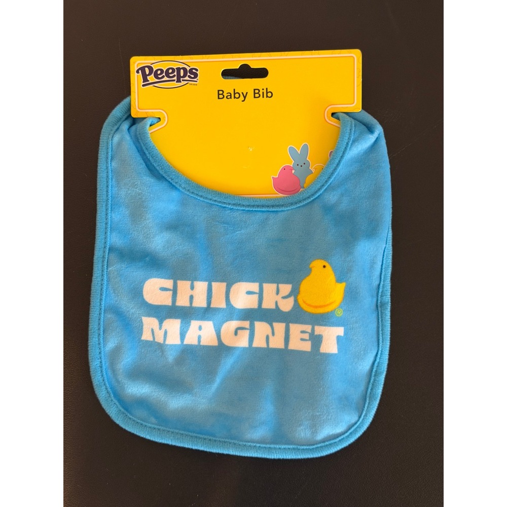 Peeps Baby Bib Blue Chick Magnet Easter Marshmallow Graphic Infant Accessory